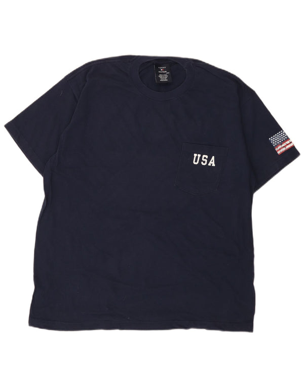 Tommy Hilfiger Mens Graphic T-Shirt Top Large Navy Blue Cotton USA