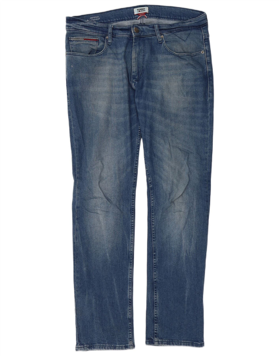 Tommy Hilfiger Herren Straight Jeans W34 L32 Blaue Baumwolle