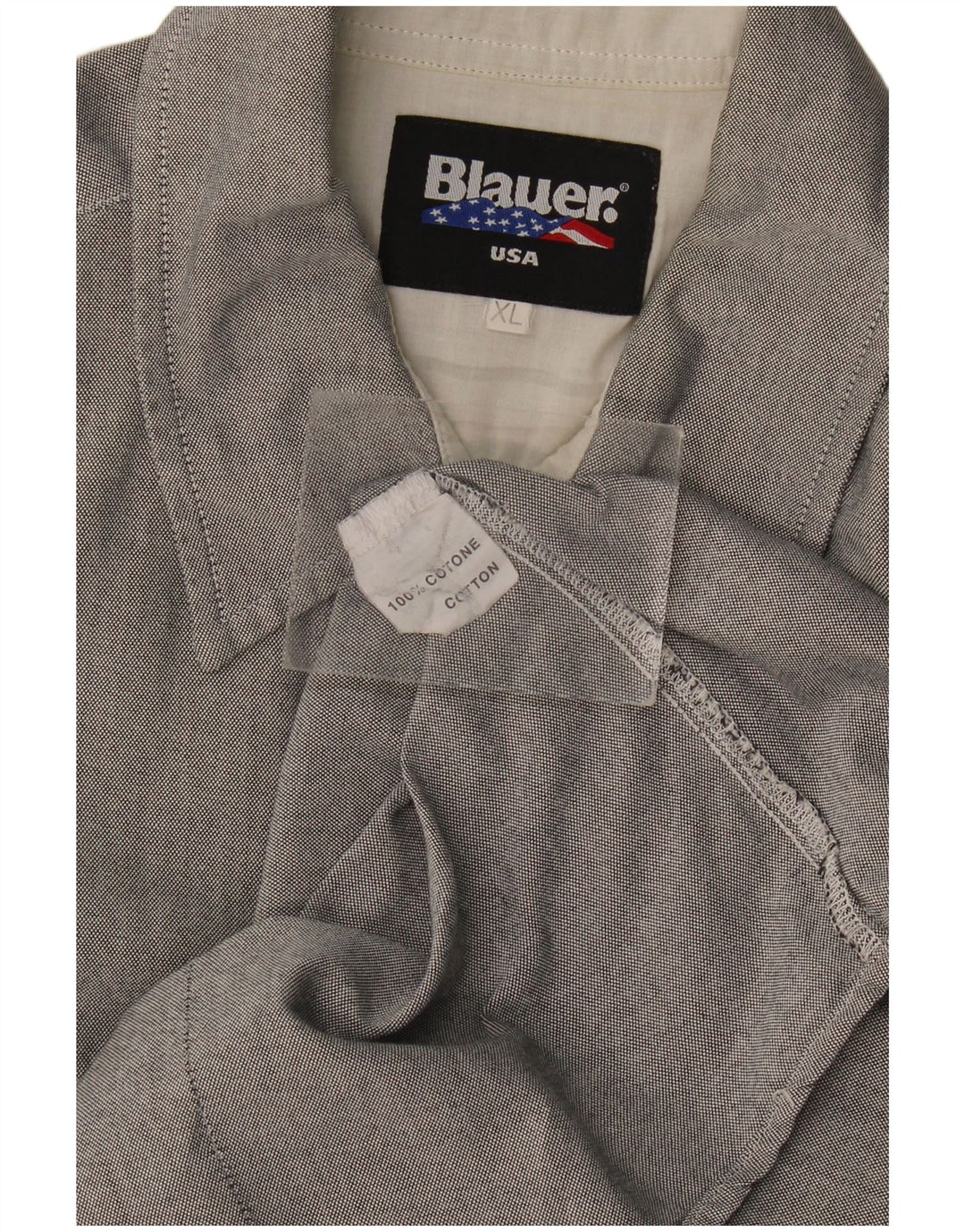 Blauer Herren Kurzarmhemd XL Grau Baumwolle