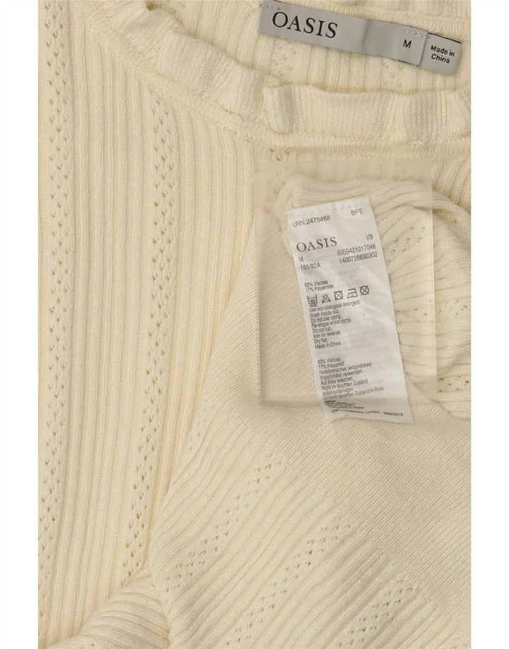 Oasis Damen Top Langarm UK 12 Medium Off White Viskose