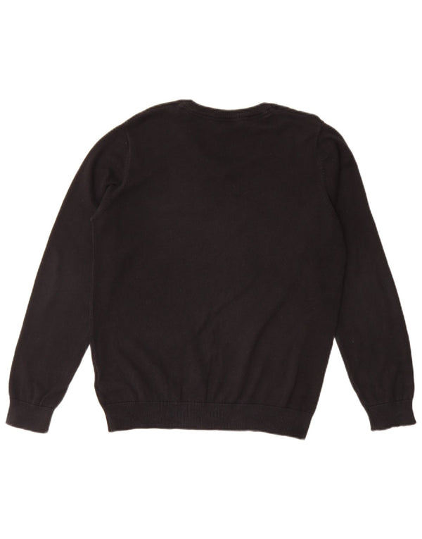 Marks & Spencer Mädchen-Pullover mit V-Ausschnitt, 12–13 Jahre, schwarze Baumwolle
