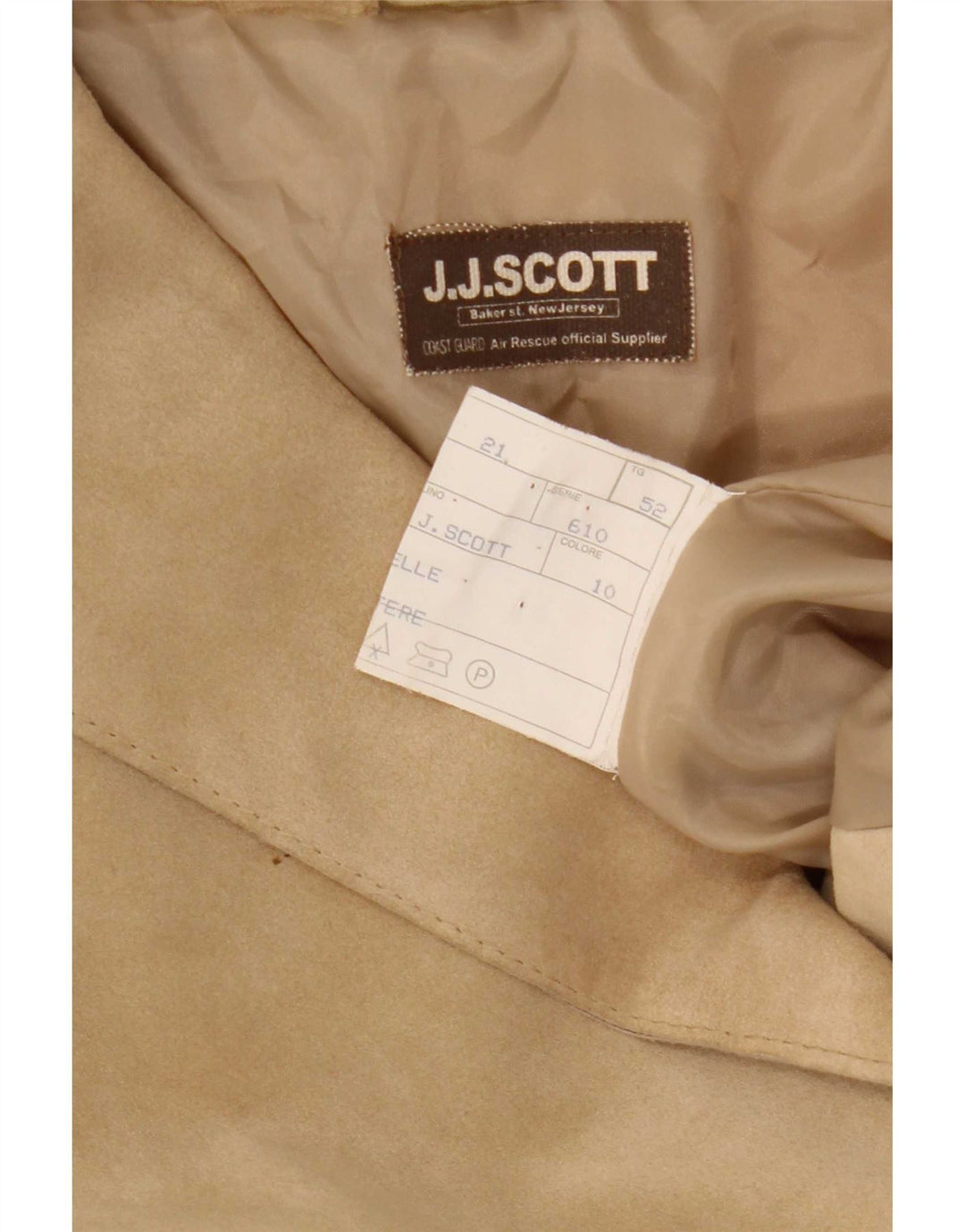 J.J.Scott Herren 3-Knopf-Wildleder-Blazerjacke IT 52 XL Beige Leder