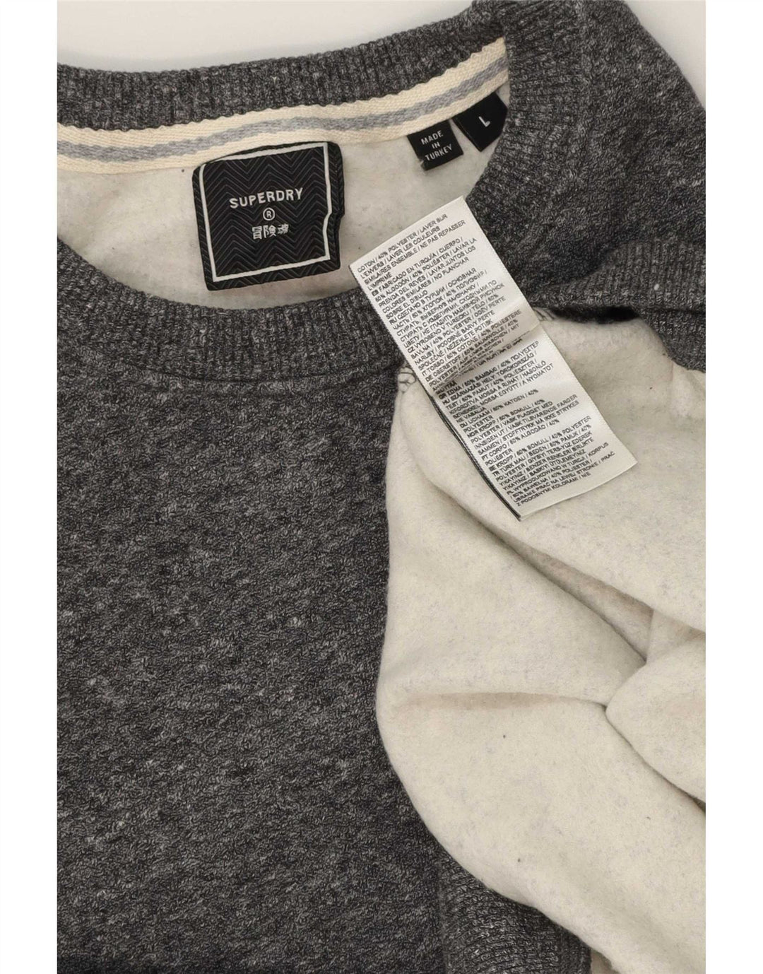 Superdry Herren-Sweatshirt-Pullover, große grau gefleckte Baumwolle
