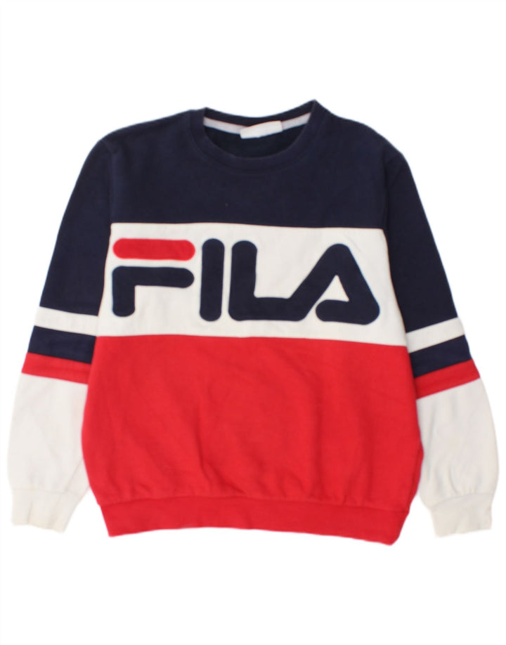 Fila Herren-Sweatshirt mit Grafik, klein, mehrfarbig, Colourblock-Baumwolle