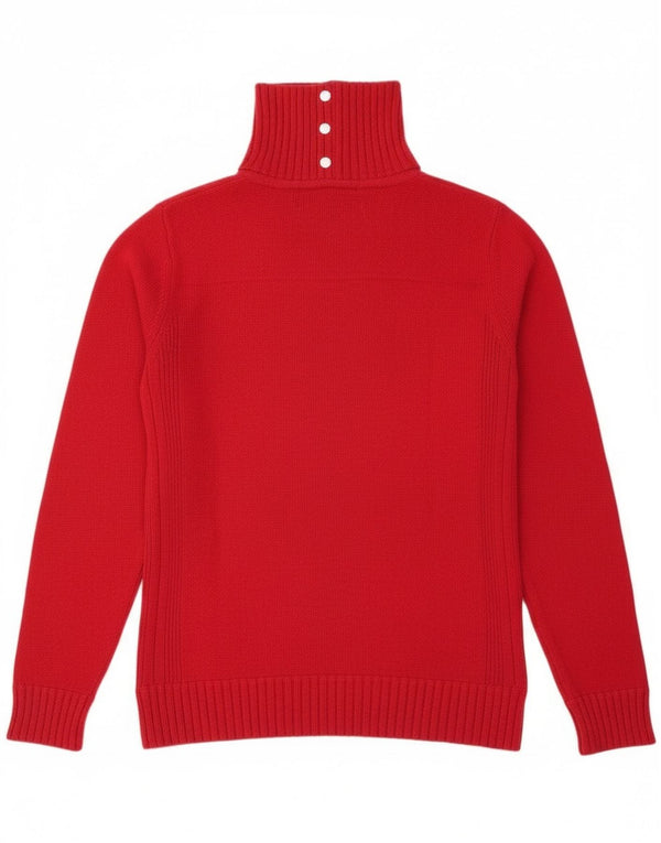 Gas Damen-Pullover mit Knopfkragen, UK 16, große rote Wolle