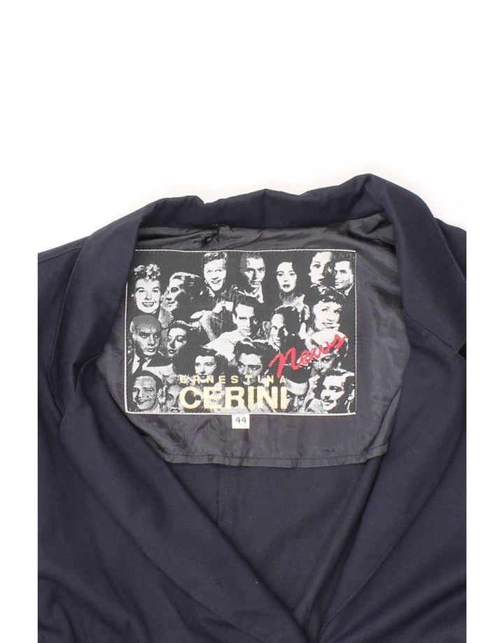 ERNESTINA CERINI Womens 3 Button Blazer Jacket IT 44 Medium Navy Blue Vintage Ernestina Cerini and Second-Hand Ernestina Cerini from Messina Hembry 