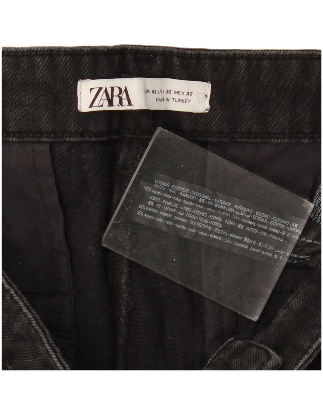 ZARA Herren Slim Jeans EU 42 Large W32 L27 Schwarze Baumwolle