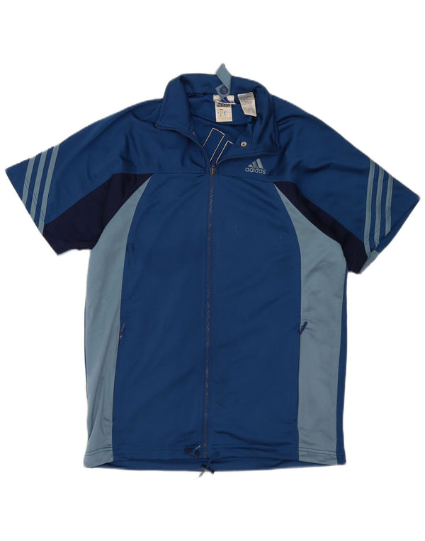 Adidas Jungen Grafik-Trainingsanzug-Top-Jacke, 15–16 Jahre, blaues Farbblockdesign