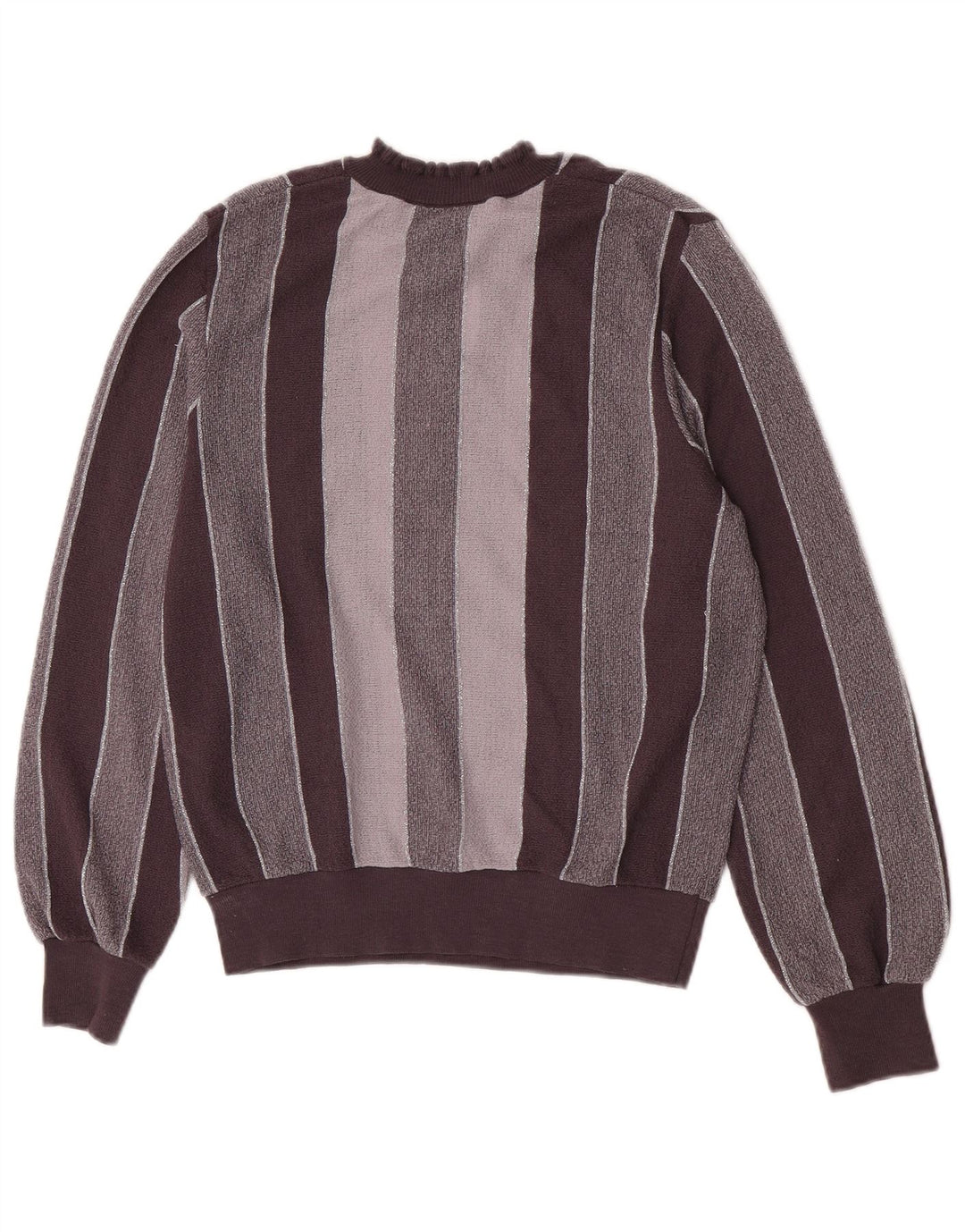 Vintage Damen Rollkragenpullover IT 44 Mittelgrau gestreift aus Acryl