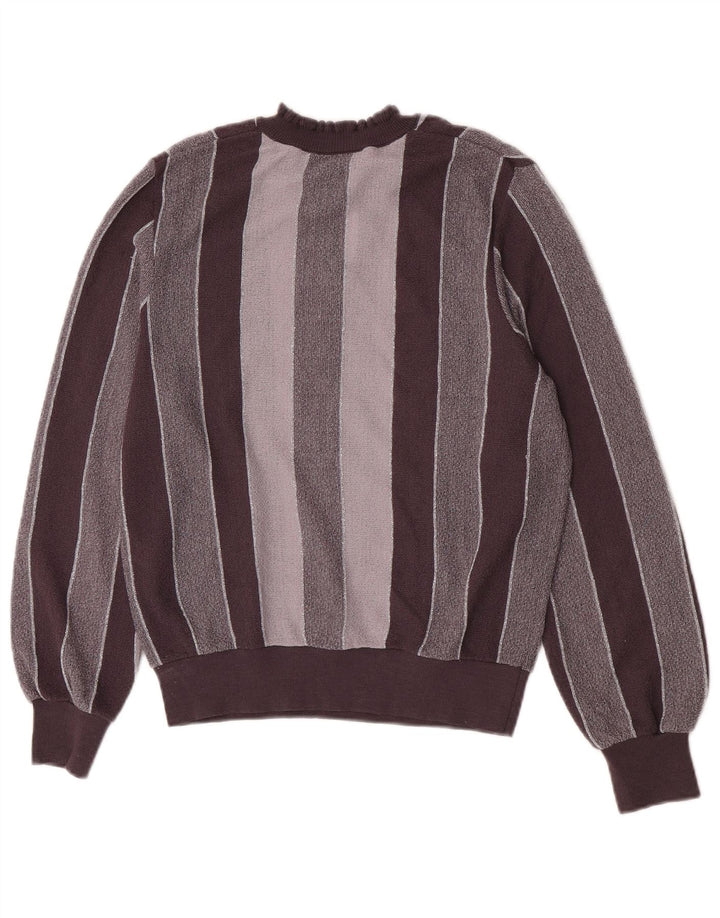 Vintage Damen Rollkragenpullover IT 44 Mittelgrau gestreift aus Acryl