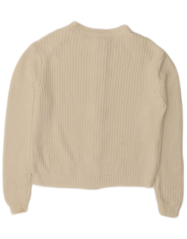 Marks & Spencer Damen-Cardigan mit durchgehendem Reißverschluss, UK 14, mittelweiße Baumwolle