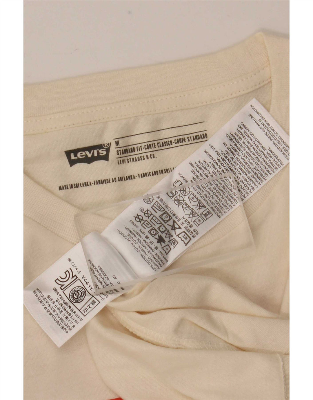 Levi's Mens Standard Fit Graphic Top Long Sleeve Medium Off White Geometrisch