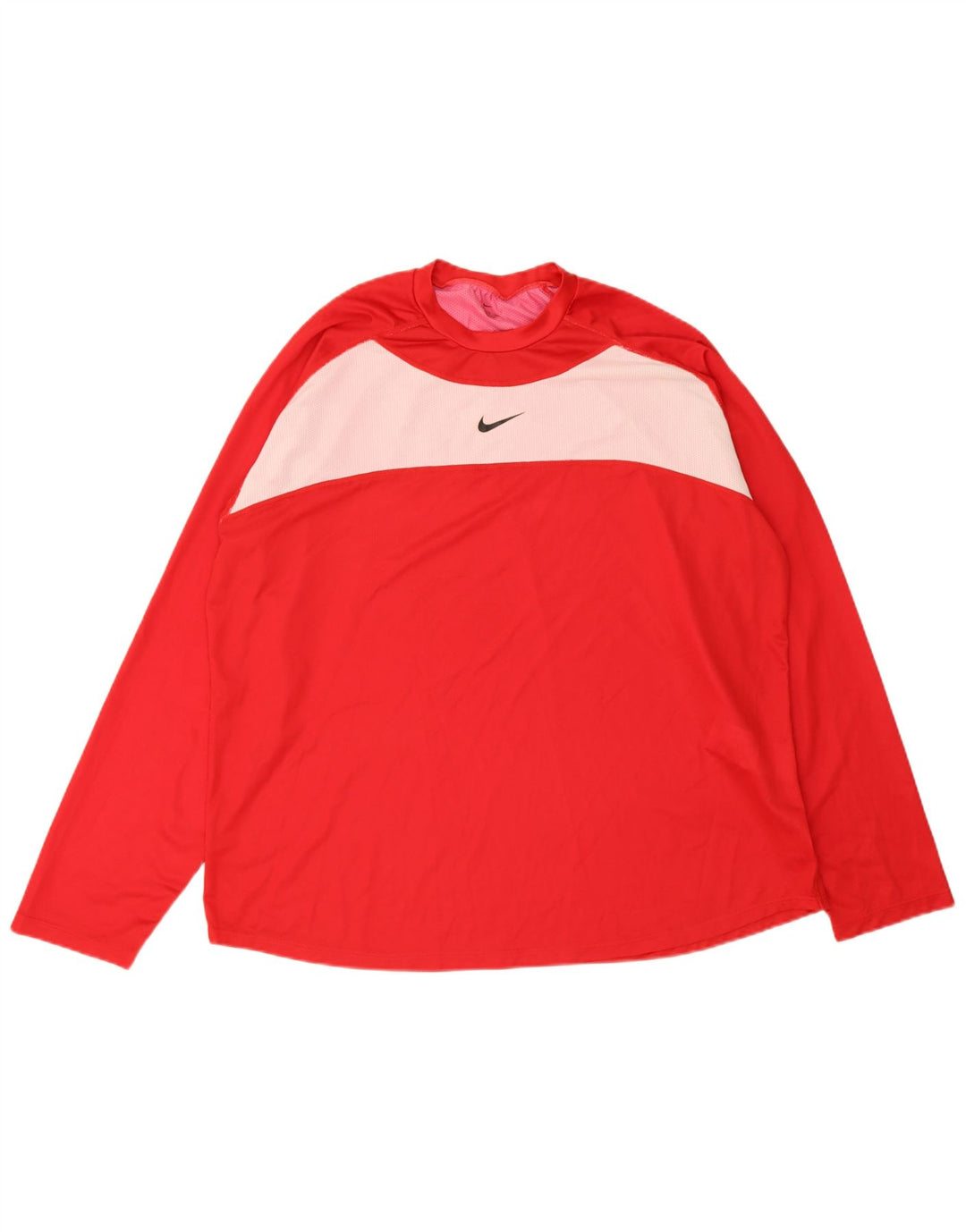Nike Herren Grafik-Oberteil, langärmelig, 2XL, rotes Farbblock-Polyester