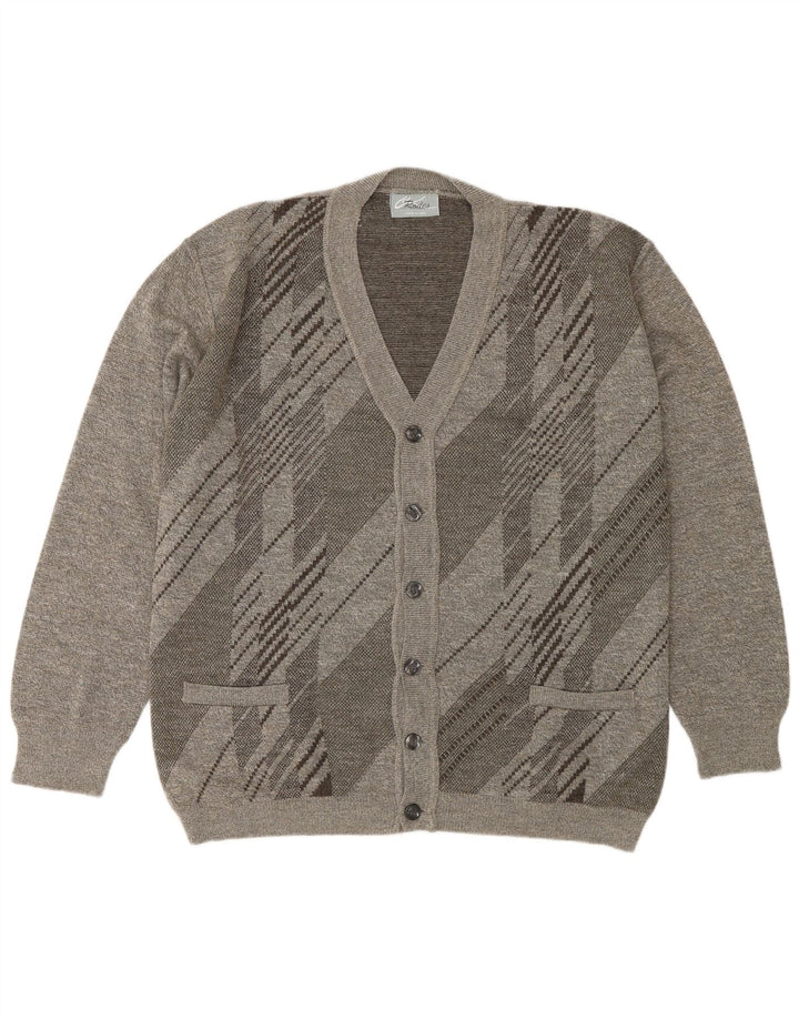 Rodes Herren Strickjacke XL Graue geometrische Wolle