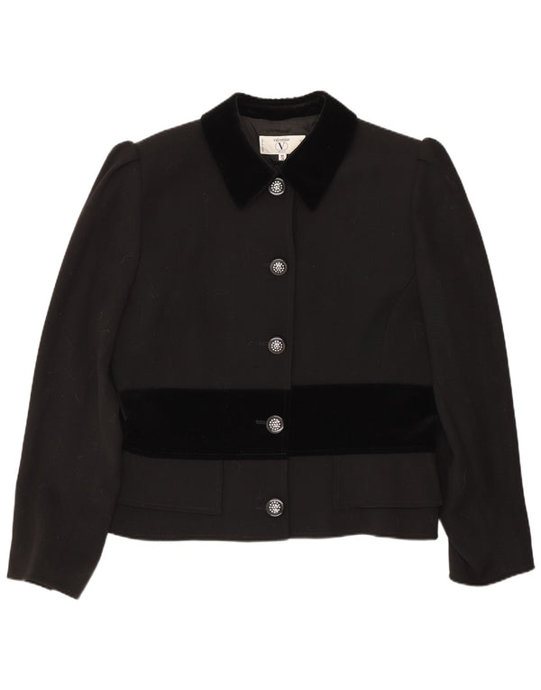 Valentino Damen-Blazerjacke mit 5 Knöpfen, UK 14, Größe L, schwarze Colourblock-Wolle