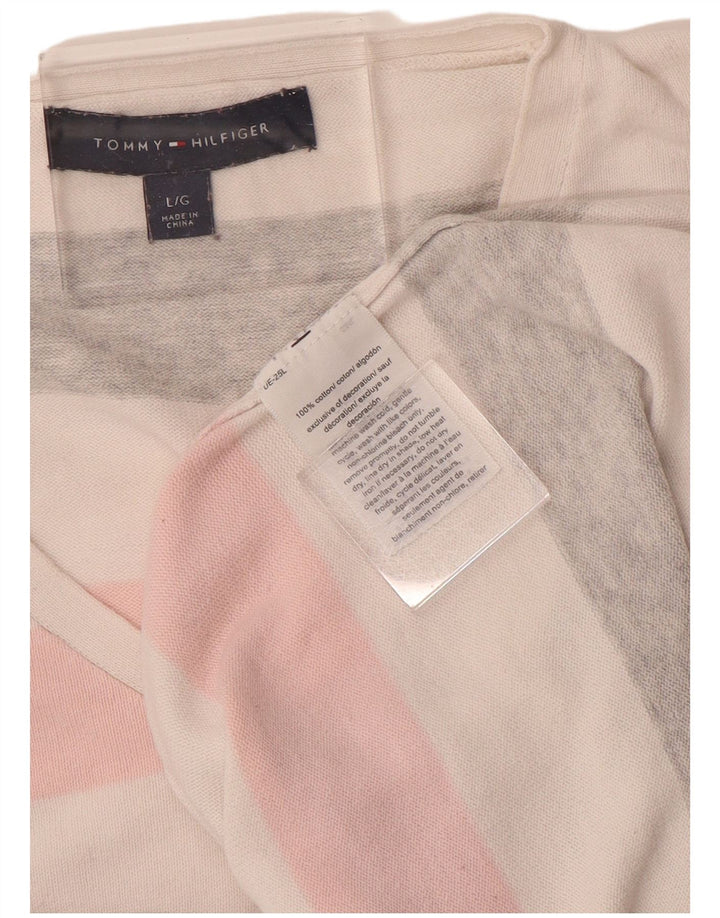 TOMMY HILFIGER Womens V-Neck Jumper Sweater UK 16 Large Multicoloured