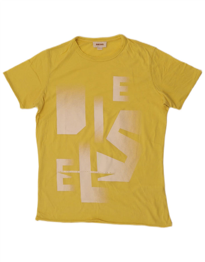 Diesel Herren T-Shirt mit Grafik, Größe S, Gelb