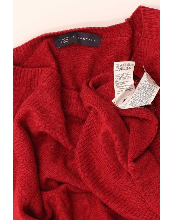 Marks & Spencer Damen-Pullover mit U-Boot-Ausschnitt, UK 14, Mittelrot, Acryl