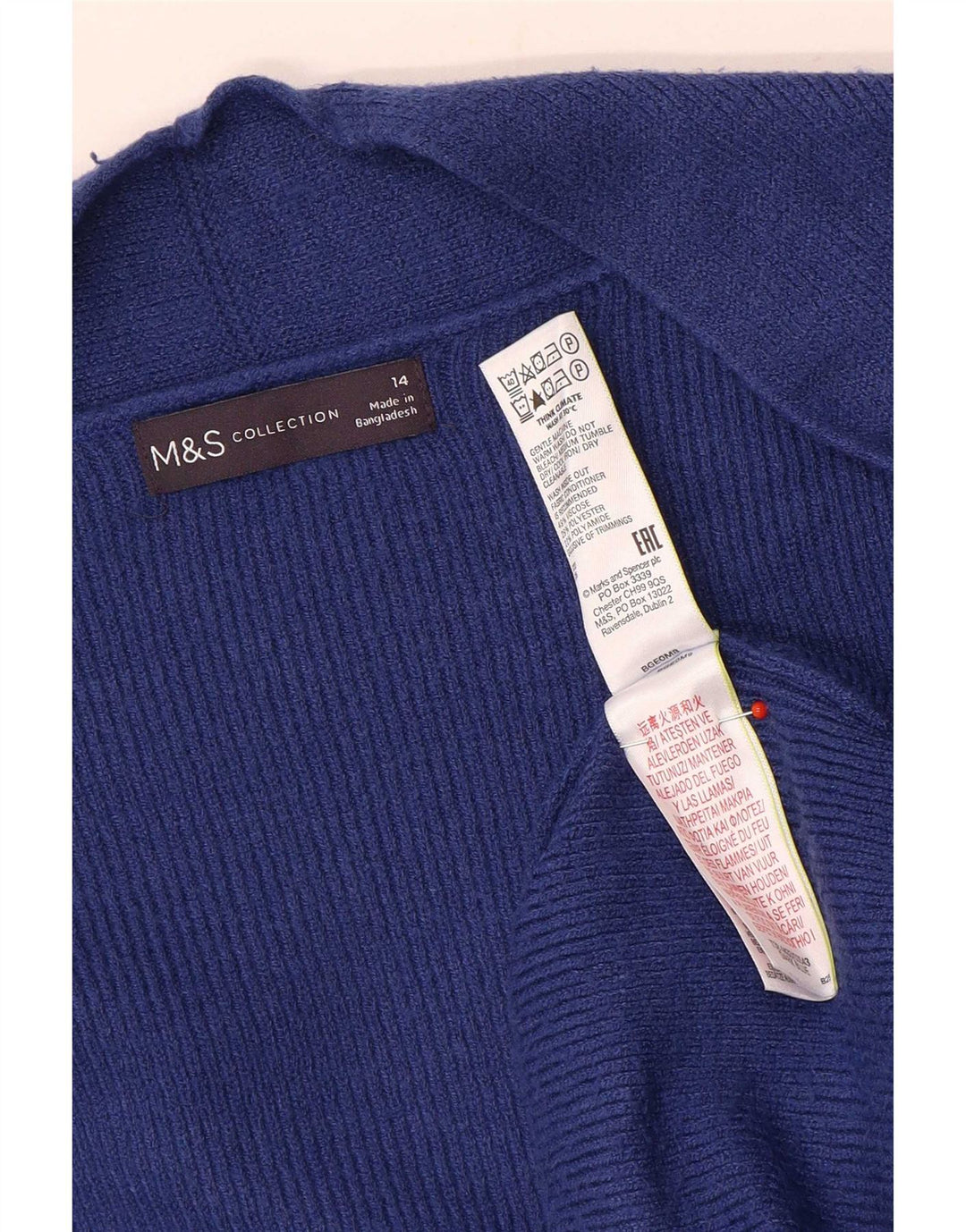 Marks & Spencer Damen Longline Open Cardigan Pullover UK 14 Large Blau