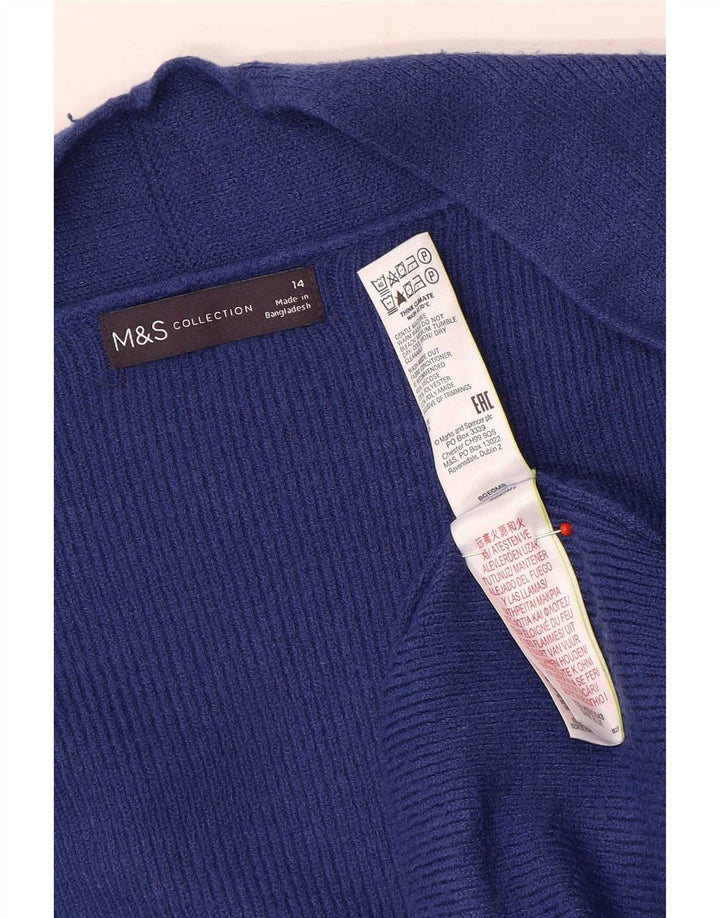 Marks & Spencer Damen Longline Open Cardigan Pullover UK 14 Large Blau