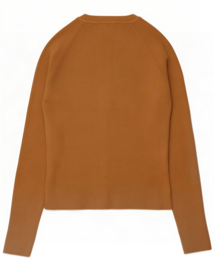 Zara Damen Crop Top Langarm UK 12 Mittelbraun