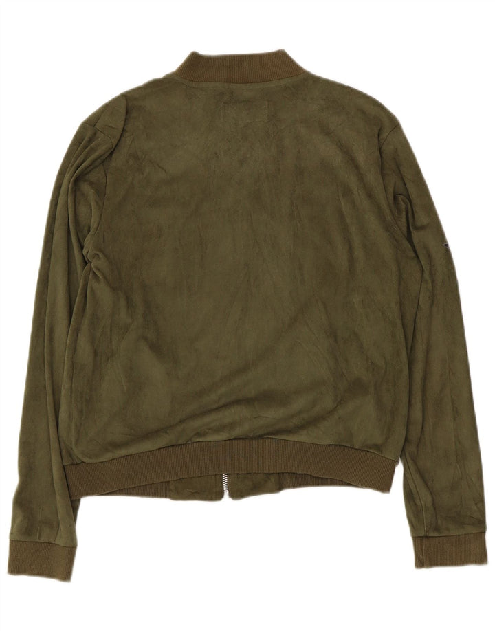 Hard Rock Cafe Damen Dubai Crop Bomberjacke UK 14 Mittelgrünes Polyester