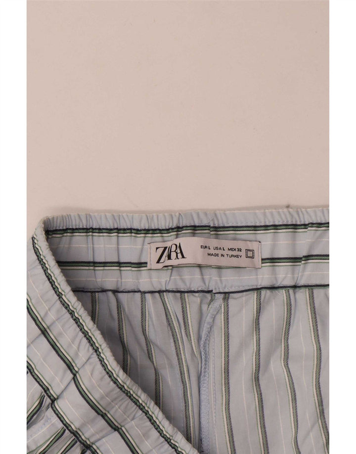 Zara Herren Chino-Shorts, groß, W32, blau gestreift, Baumwolle