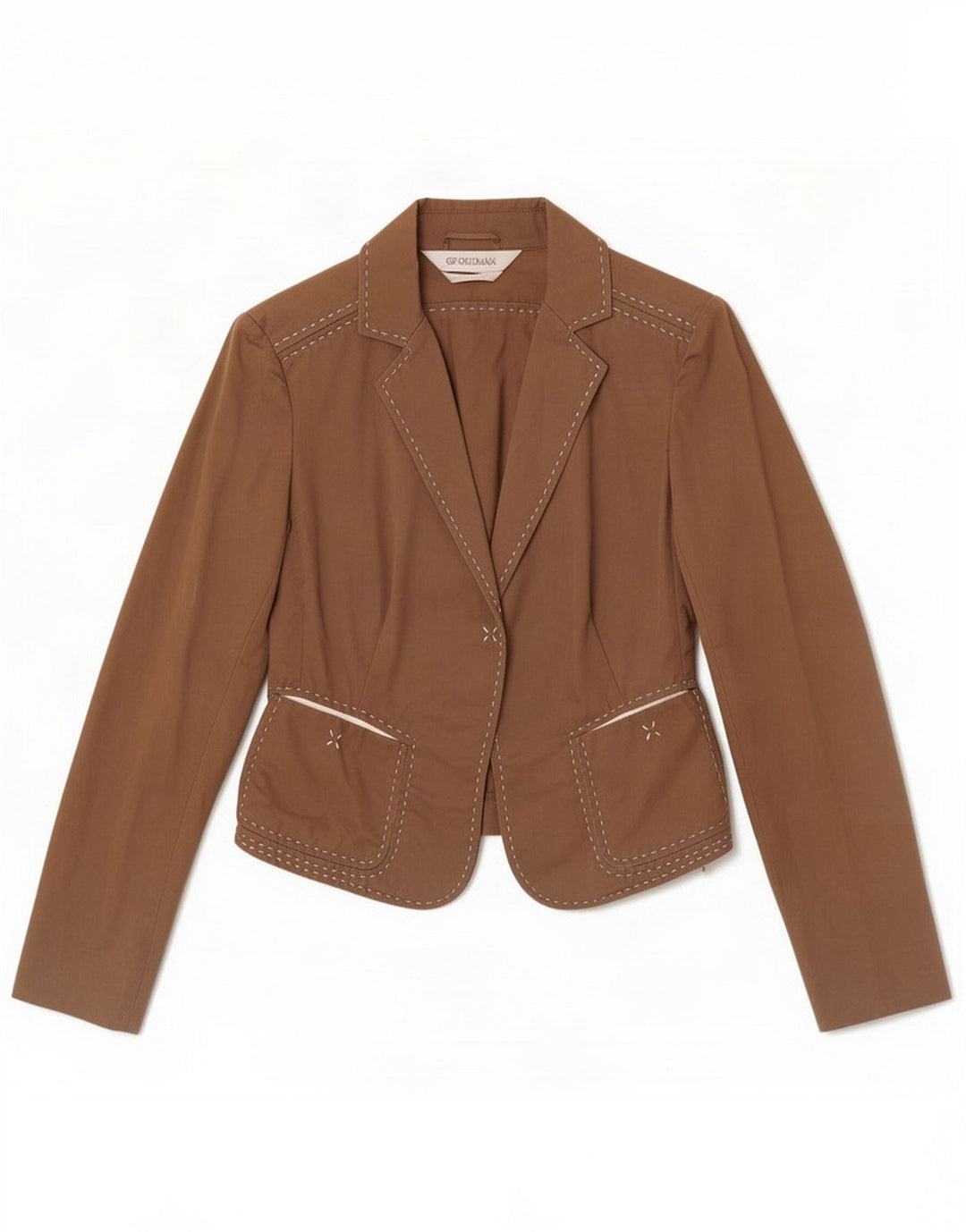 Sportmax Damen Blazerjacke UK 12 Mittelbraune Baumwolle