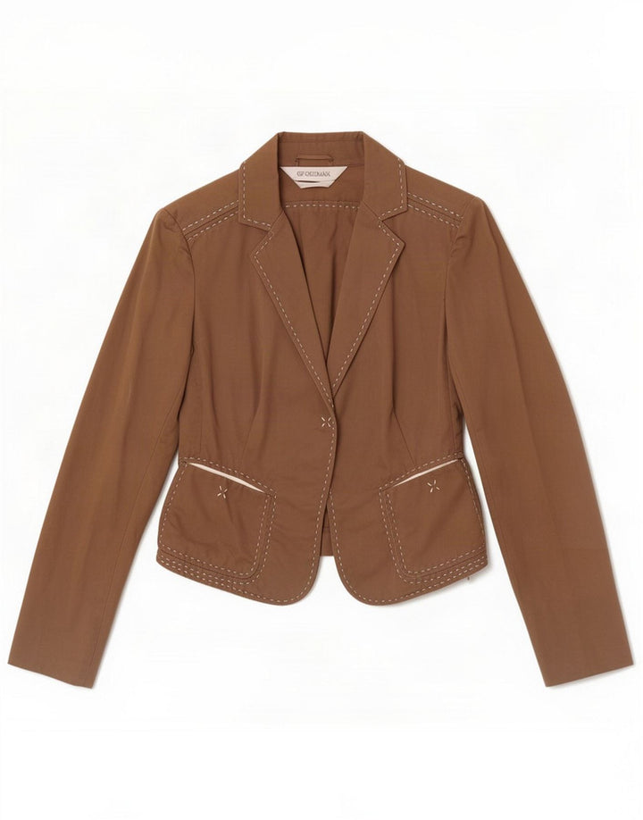 Sportmax Damen Blazerjacke UK 12 Mittelbraune Baumwolle
