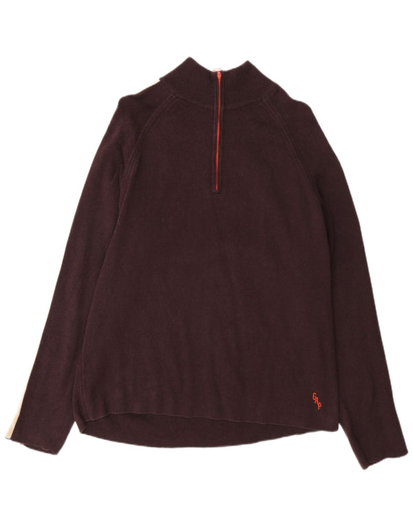 Gap Herren-Pullover mit normaler Passform und Reißverschluss, XL, Burgunderrot, Baumwolle
