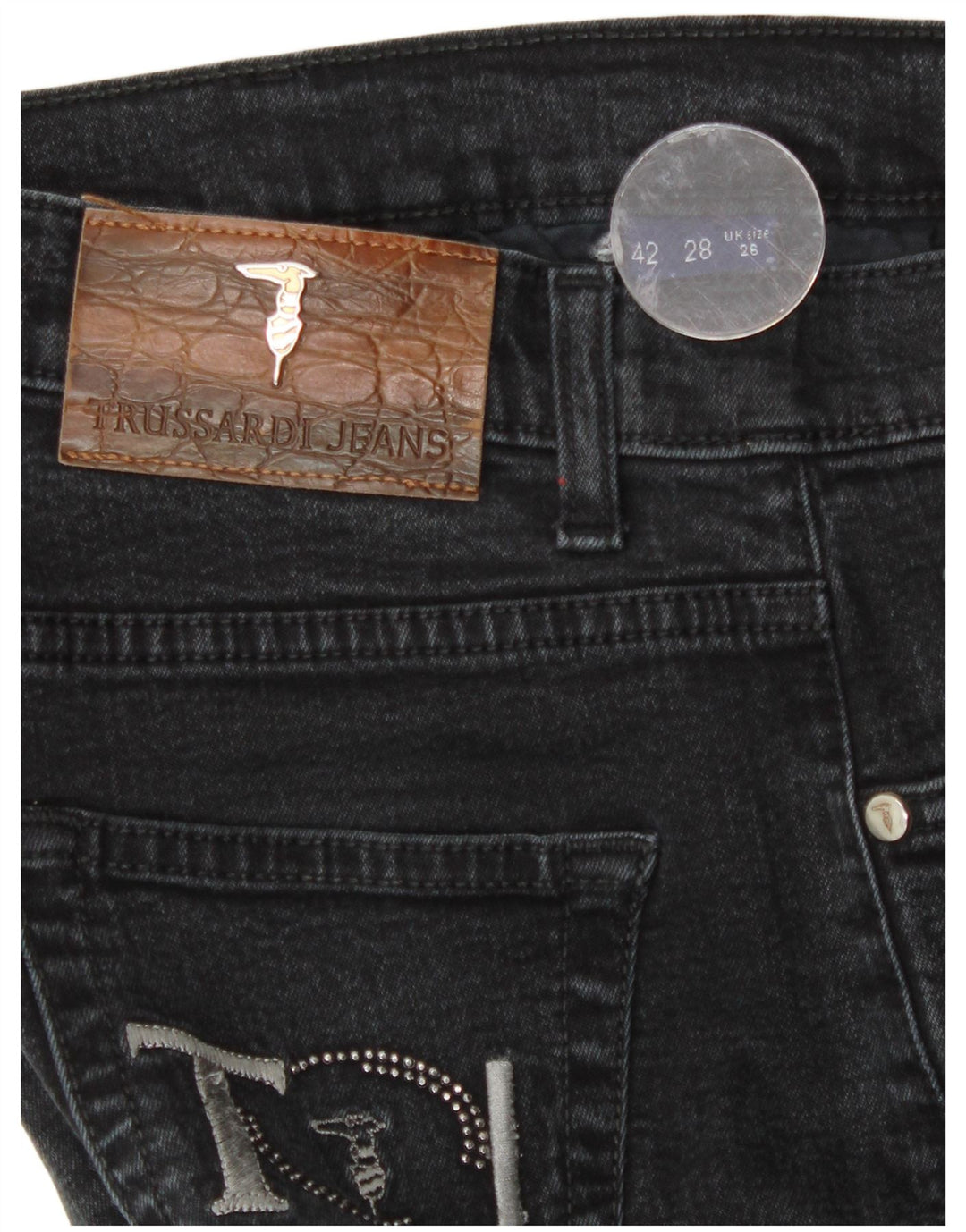 Trussardi Damen Straight Jeans W26 L29 Grau