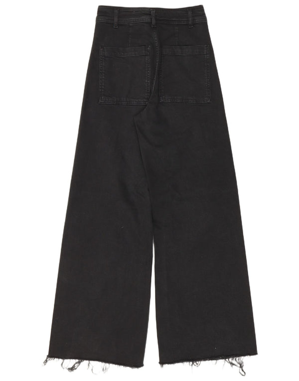 Zara Damen-Jeans mit hoher Taille und weitem Bein, EU 34, 2XS, W24, L30, schwarze Baumwolle