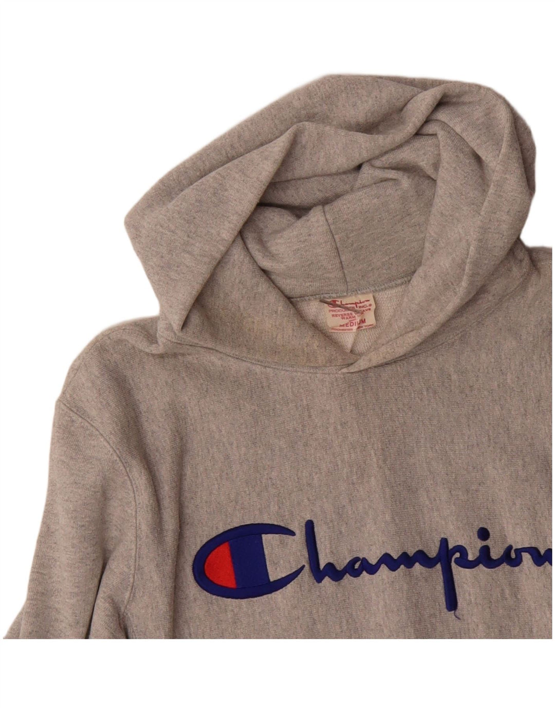 CHAMPION Mens Graphic Hoodie Jumper Medium Grey Cotton