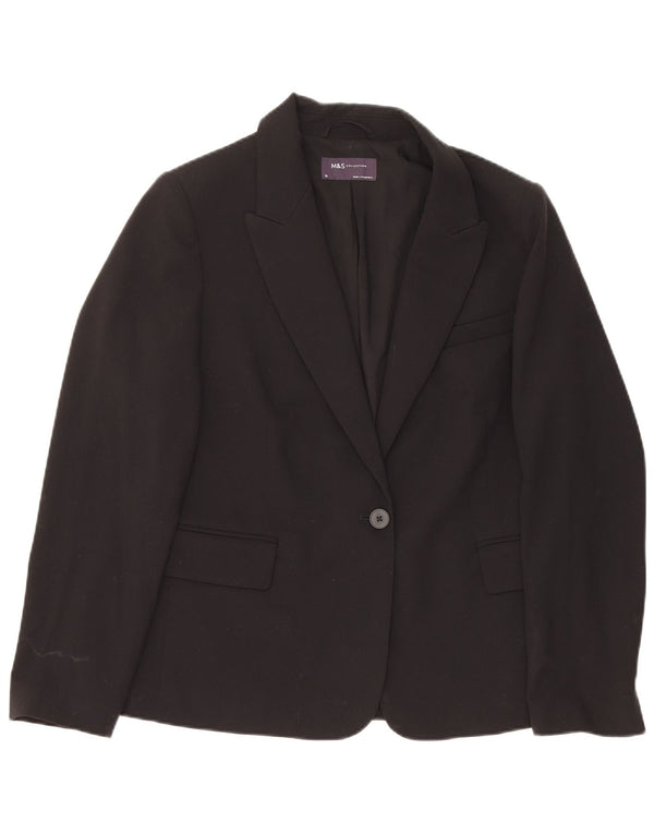 Marks & Spencer Damen-Blazer mit 1 Knopf, UK 12, Mittelschwarz, Polyester