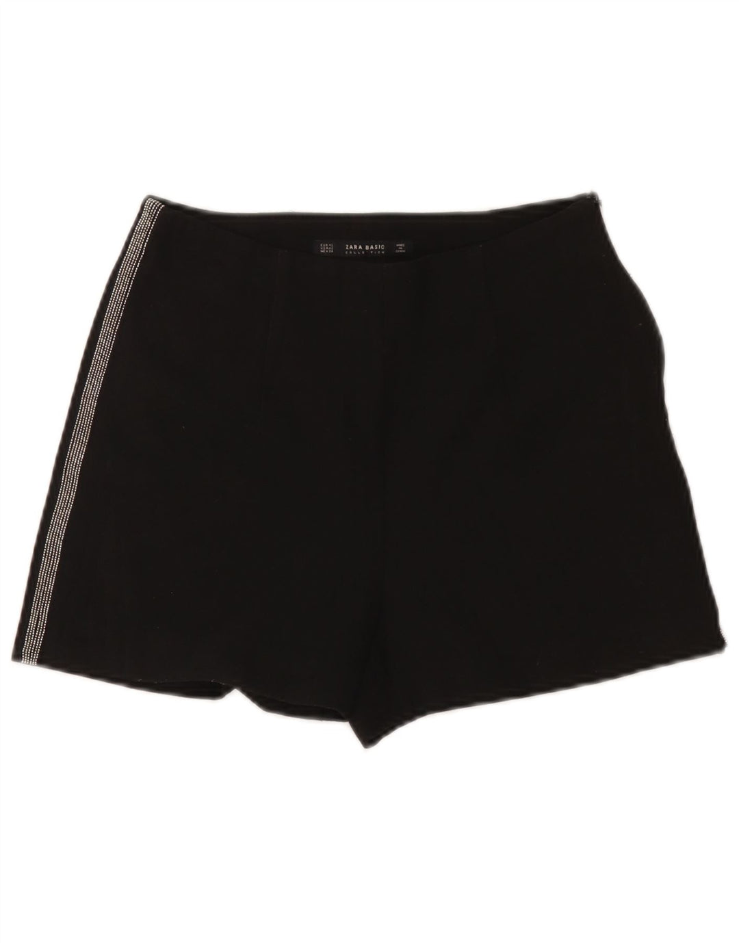 Zara Damen High Rise Hot Pants XS W24 Schwarz Polyester