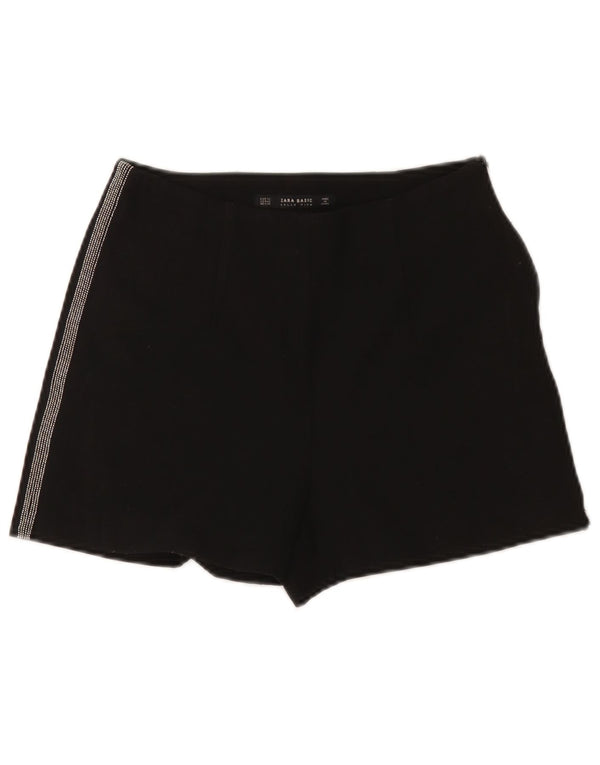 Zara Damen High Rise Hot Pants XS W24 Schwarz Polyester