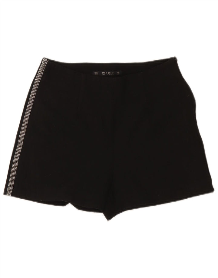 Zara Damen High Rise Hot Pants XS W24 Schwarz Polyester
