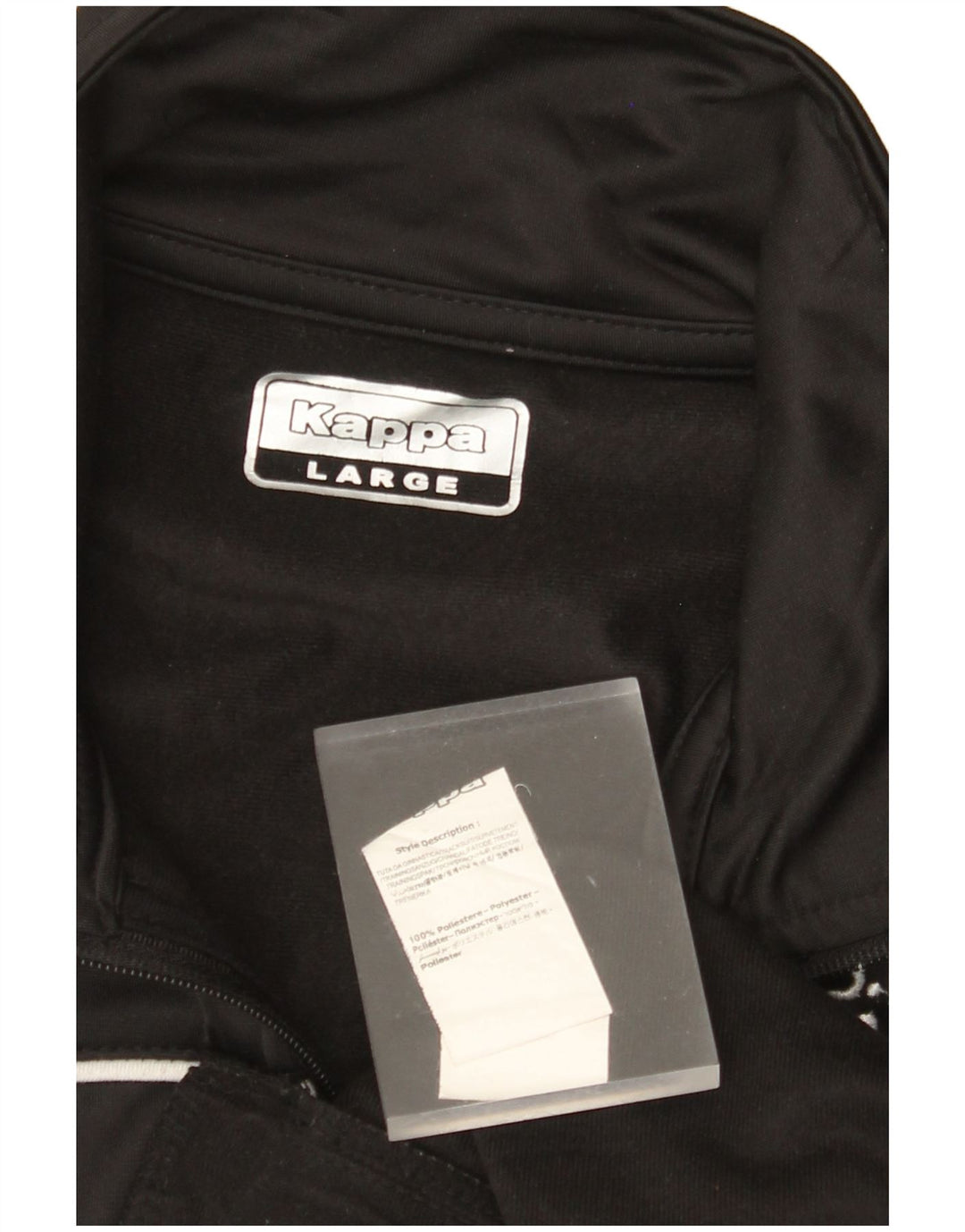 KAPPA Herren-Trainingsanzugoberteil mit Grafik, groß, aus schwarzem Polyester