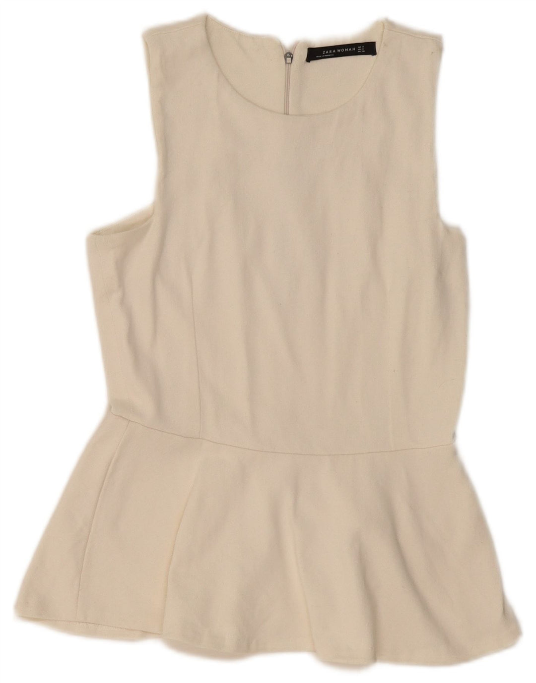 ZARA Damen ärmelloses Blusenoberteil UK 12 Medium Off White