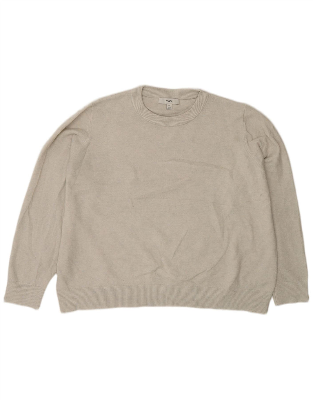 Marks & Spencer Herren-Pullover mit Rundhalsausschnitt, XL, grau, Polyester