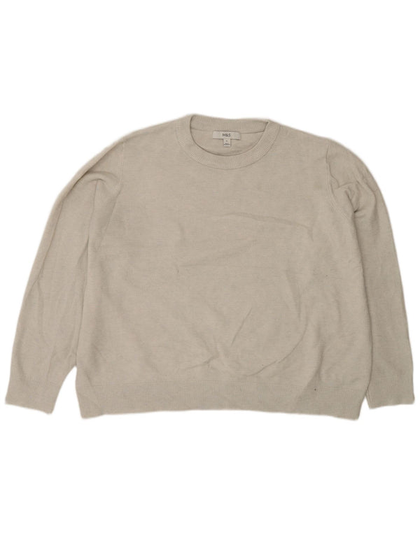 Marks & Spencer Herren-Pullover mit Rundhalsausschnitt, XL, grau, Polyester