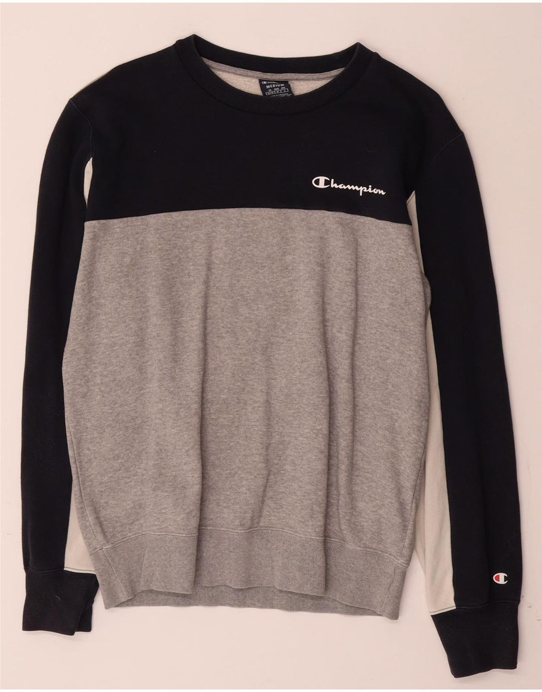 CHAMPION Herren-Sweatshirt-Pullover aus mittelgrauer Colourblock-Baumwolle