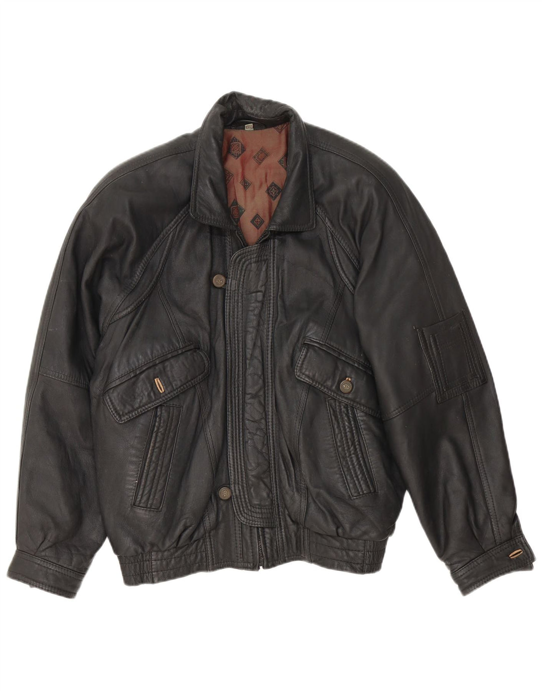 Fatigue Herren Lederjacke UK 40 Large Schwarz