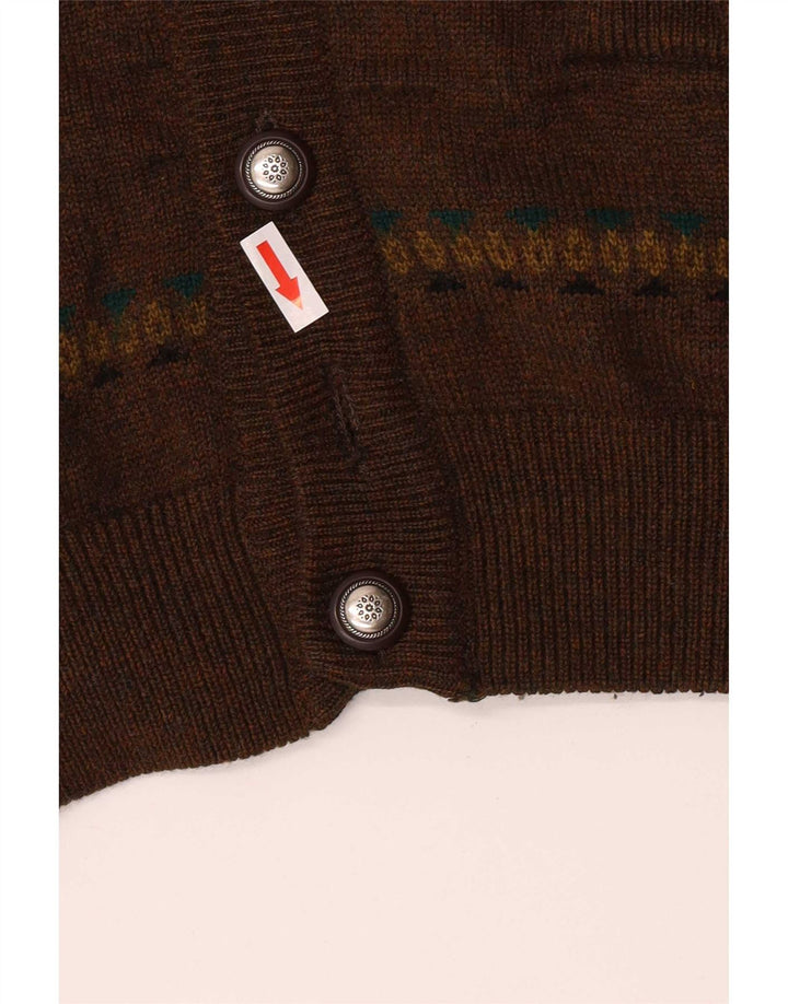 Vintage Herren Cardigan Pullover IT 50 Mittelbraun gestreift