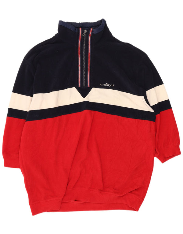 Chervo Herren-Fleecepullover mit 3/4-Ärmeln, IT 54, XL, Rot, Farbblock, Sport