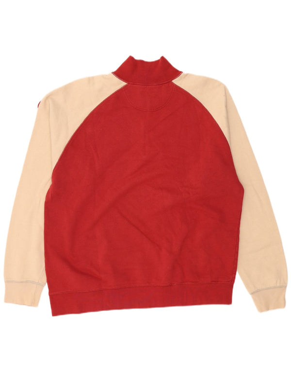 ASICS Herren-Sweatshirt mit Reißverschluss am Hals, 2XL, rote Farbblock-Baumwolle