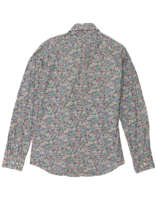 Vintage Herrenhemd Größe 39/40 Medium Mehrfarbige Blumenbaumwolle
