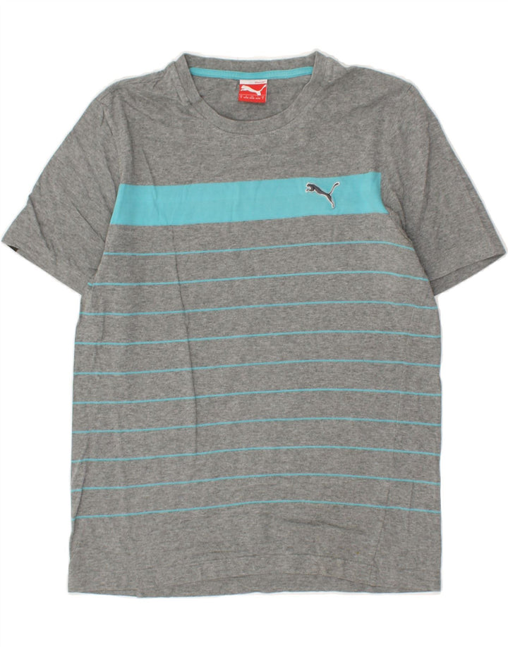 PUMA Mens T-Shirt Top Small Grey Striped | Vintage Puma | Thrift | Second-Hand Puma | Used Clothing | Messina Hembry 