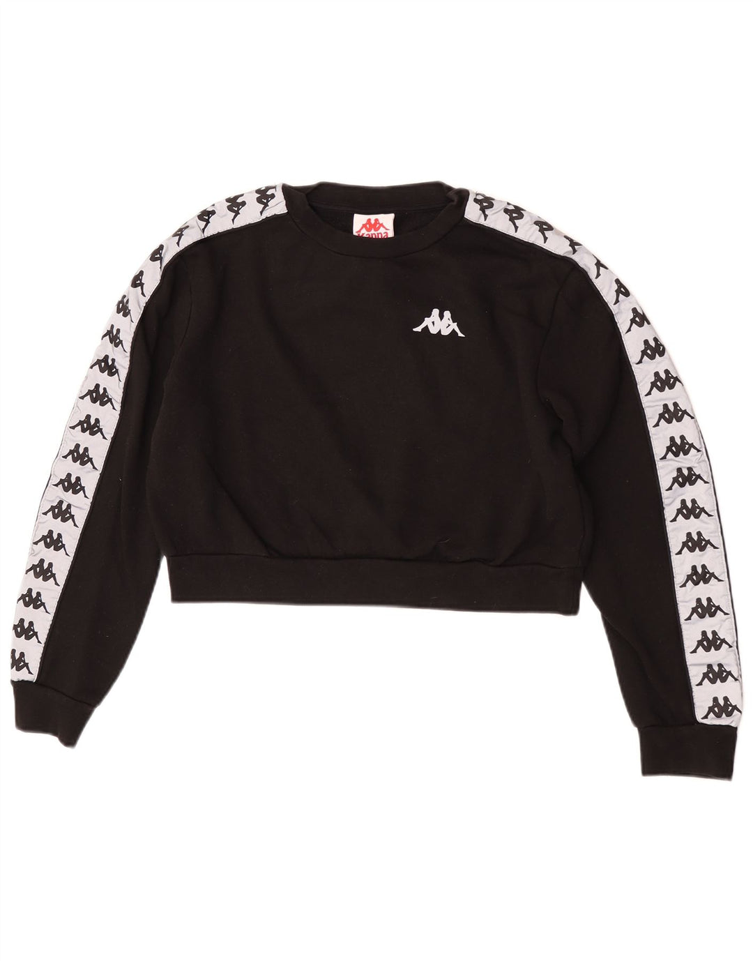 Kappa Damen-Pullover, übergroßer Crop-Sweatshirt, Gr. 10, Größe S, Schwarz, Farbblock