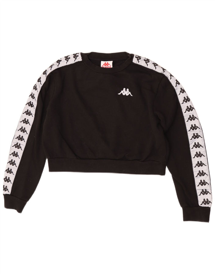 Kappa Damen-Pullover, übergroßer Crop-Sweatshirt, Gr. 10, Größe S, Schwarz, Farbblock